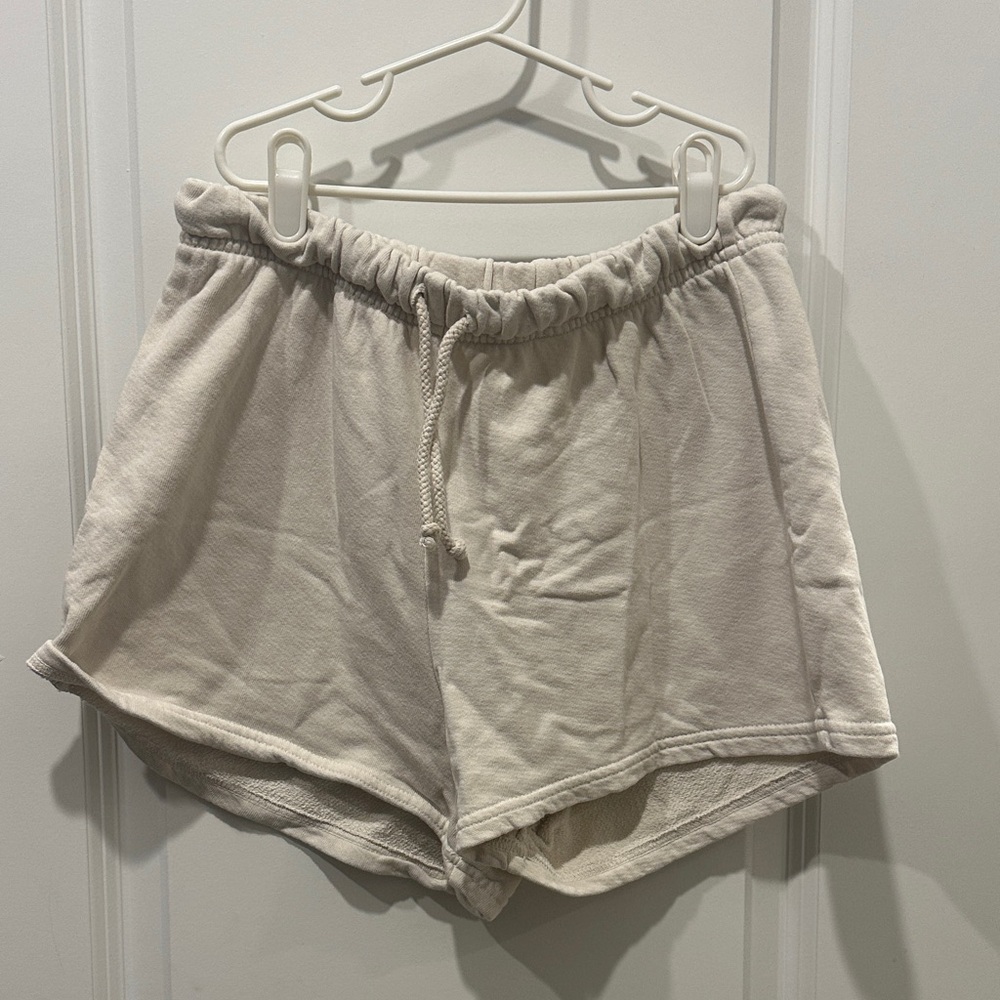 perfectwhitetee Cream Drawstring Lounge Shorts